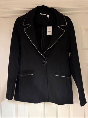 Black Women's Blazer Jacket with crystal trim Willow and Root NWt